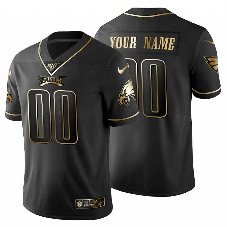 Customized Men's Nike Eagles Black Golden Limited NFL 100th Season Jersey,We sell and wholesale Customized Men's Nike Eagles Black Golden Limited NFL 100th Season Jersey on line form chian!